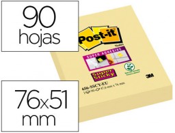 Bloc 90 notas adhesivas Post-it Super Sticky 51x78 mm. amarillo
